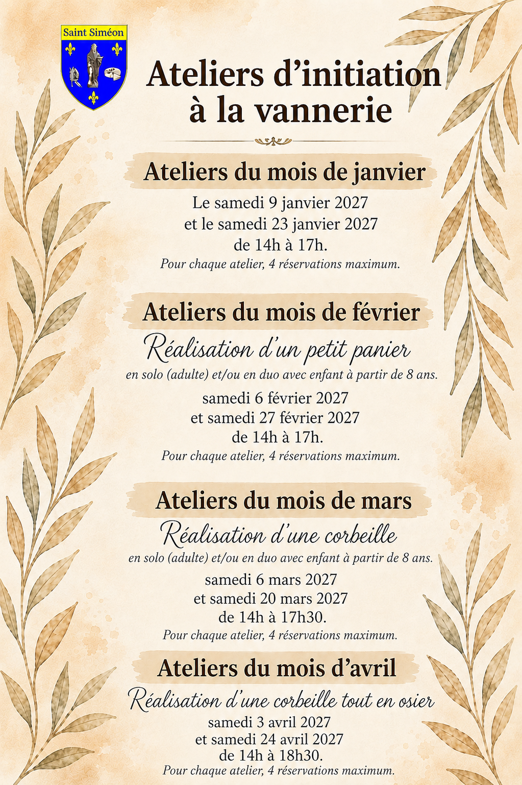 Dates ateliers st simeon avec blason